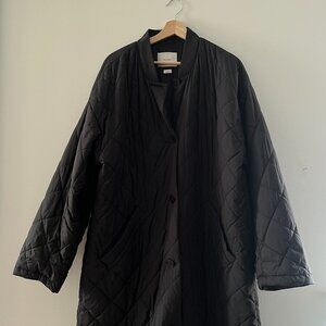 Aritzia Wilfred Long Black Quilted Jacket